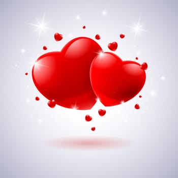 Red hearts Card. Illustration on white background for design