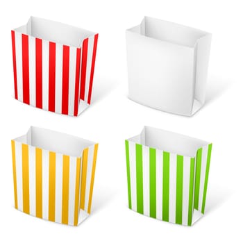 Set of Stripped color Paper Bags. Illustration on white background