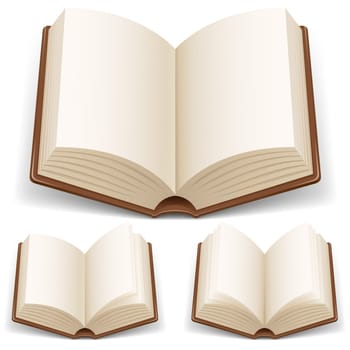 Open book with white pages. Illustration on white background