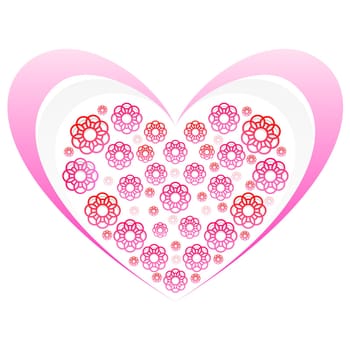 Flowers in the form of a heart. Illustration on white background