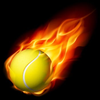 Flaming Tennis Ball. Illustration on white background for design