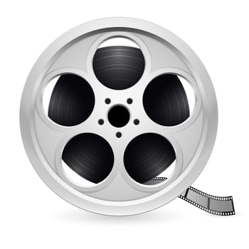 Realistic reel of film. Illustration on white background