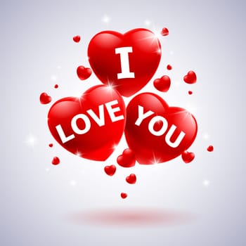 I love you with heart. Illustration for wedding design