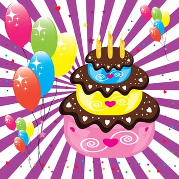 Birthday cake. Illustration on white background for design
