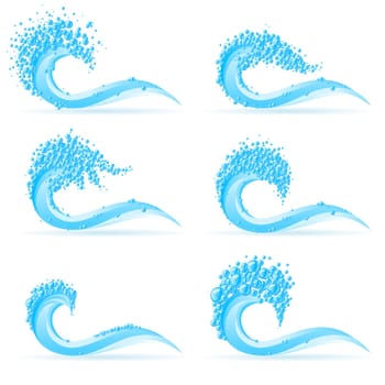 Illustration of set cool water wave on white background