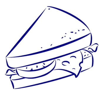 Sandwich. Blue and white icon. Illustration for design