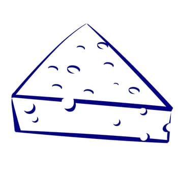 Cheese. Blue and white icon. Illustration for design