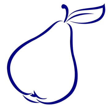 Pear. Blue and white icon. Illustration for design