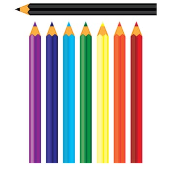 Coloured pencils.  Illustration on white background