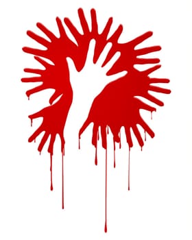 Abstract bloody hands. Illustration on white background