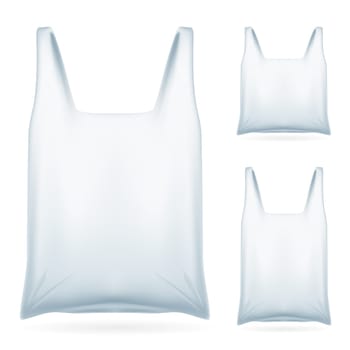 Set of White Plastic Bag on White Background for design