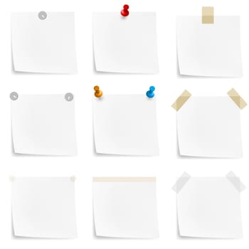 Paper notes and stickers. Illustration on white background