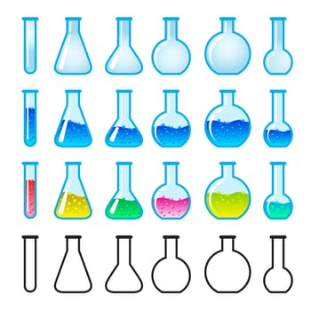 Set of Chemical Science Equipment. Illustration on white background