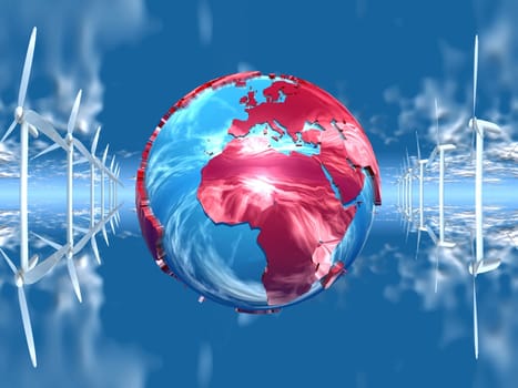 earth and wind turbine