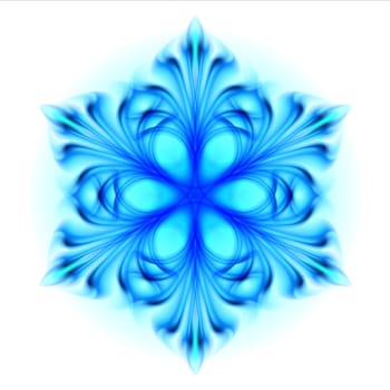 Abstract blue snowflake.  Illustration on white background