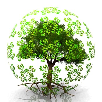 green tree in a transparent bubble