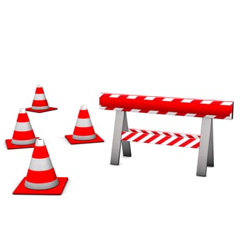 Red construction site on the white background.