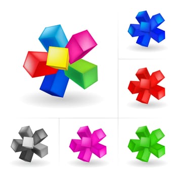Abstract colored cubes. Illustration on white background for design