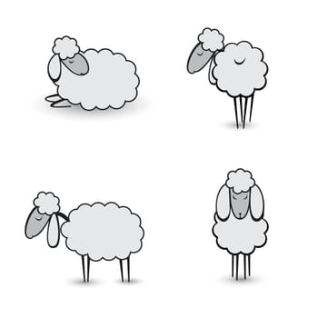 Three abstract gray sheep.  Illustration on white background