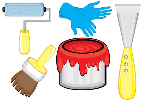 Different Tools for repairs in the house. Illustration on white background
