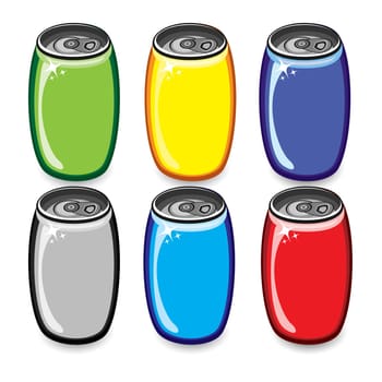 Colorful drink cans. Illustration on white background