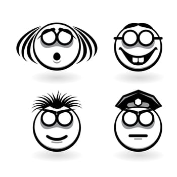 Four cartoon of abstract emotions.  Illustration for design on white background