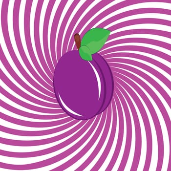 Mouthwatering plum. Illustration on an abstract purple background