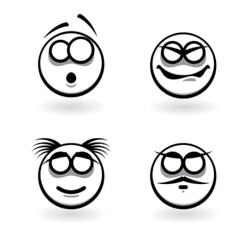 Four cartoon of abstract emotions. Part three. Illustration on white background