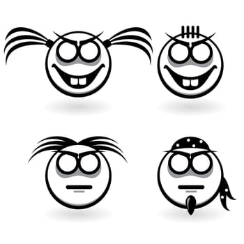 Abstract icons with different emotions. Illustration on white background
