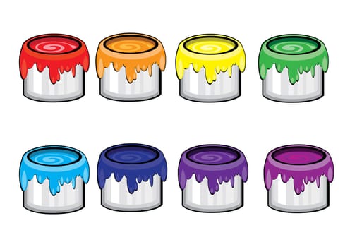 Colorful paint Cans. Illustration on white background