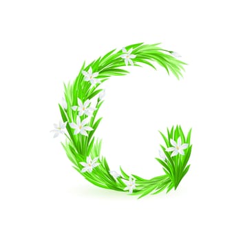 One letter of spring flowers alphabet - G. Illustration on white background