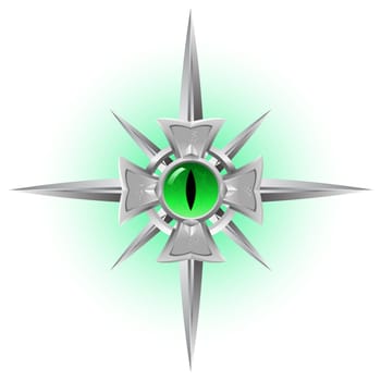 Amulet. Dragon green Eye. Illustration isolated on white background