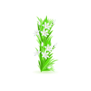 One letter of spring flowers alphabet - I. Illustration on white background