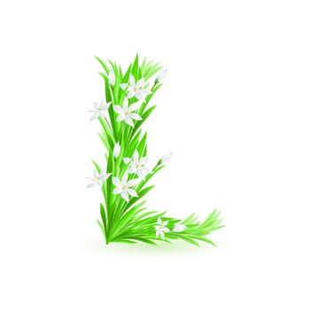 One letter of spring flowers alphabet - L. Illustration on white background