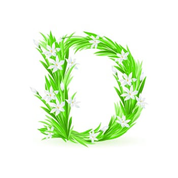 One letter of spring flowers alphabet - D. Illustration on white background