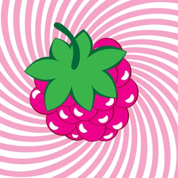 Appetizing ripe raspberries. Illustration on an abstract pink background