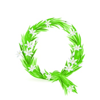 One letter of spring flowers alphabet - Q. Illustration on white background