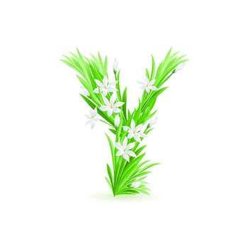 One letter of spring flowers alphabet - Y. Illustration on white background