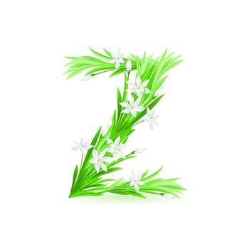One letter of spring flowers alphabet - Z. Illustration on white background