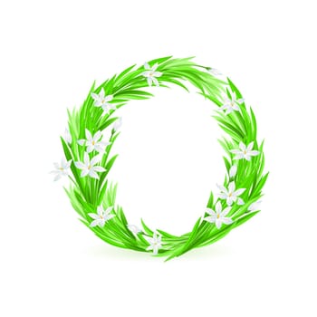 One letter of spring flowers alphabet - O. Illustration on white background