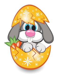 Rabbit in the egg. Illustration on white background