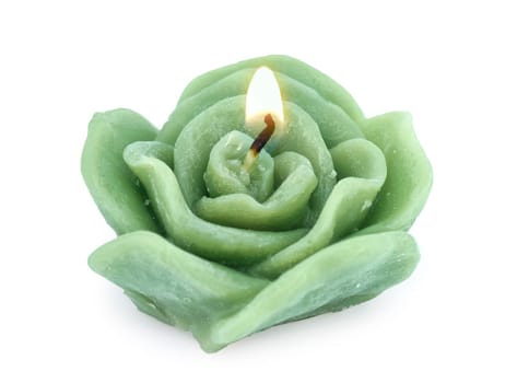 Handmade wax green candle, aromatic