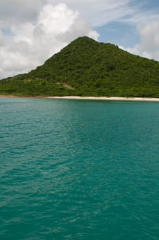 stunning deserted beach over mountain in Antigua, Caribbean