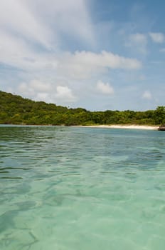 stunning deserted beach in Antigua, Caribbean (ocean view and dramatic sky)