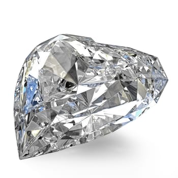 Heart shaped diamond, isolated on white background