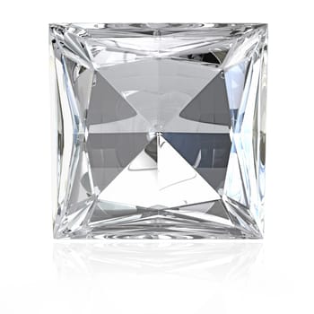 Princess cut diamond isolated on white background