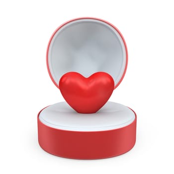 Heart in a round gift box, isolated on white background
