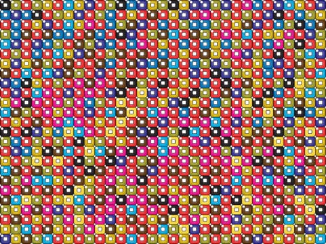 Seamless pattern in colors with rounded rectangles, retro art
