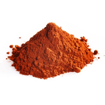 Pile of cocoa powder isolated on white