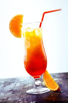 Sex on the beach Cocktail on white and wooden background. Many other drinks for your concept in my portofolio